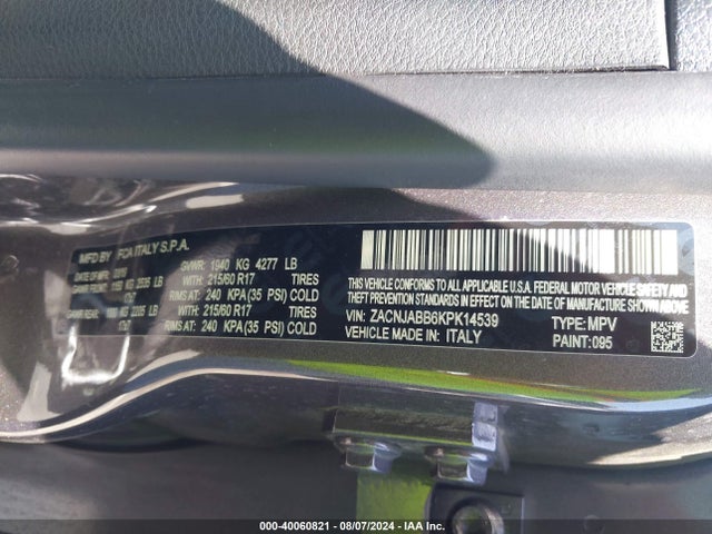 ZACNJABB6KPK14539 Jeep Renegade Altitude Fwd