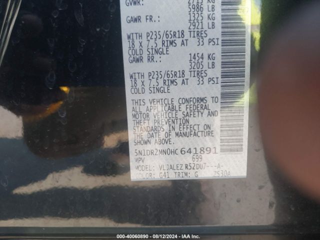 5N1DR2MN0HC641891 Nissan Pathfinder Sv