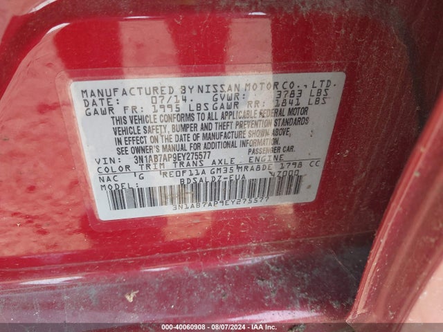 Nissan SENTRA SV 2014 3N1AB7AP9EY275577 Image 9
