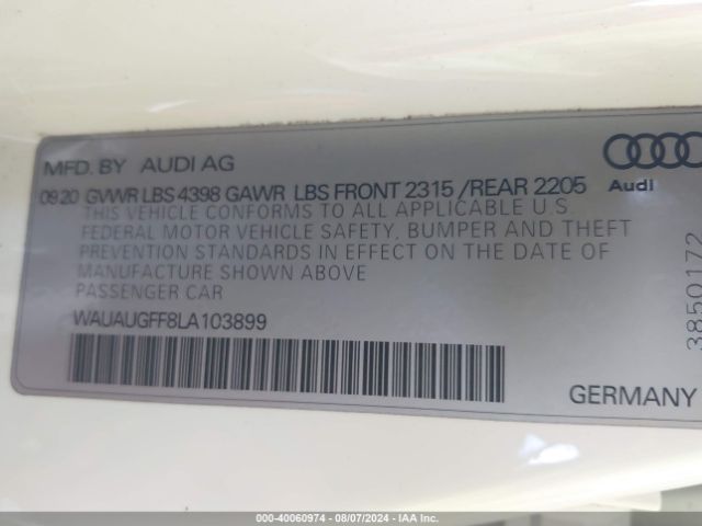 WAUAUGFF8LA103899 Audi A3 Premium 40 Tfsi Front-wheel Drive S Tronic