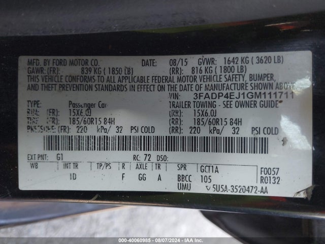 Ford FIESTA SE 2016 3FADP4EJ1GM111711 Image 9