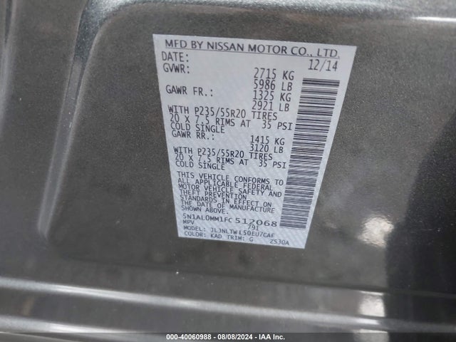 5N1AL0MM1FC512068 Infiniti QX60
