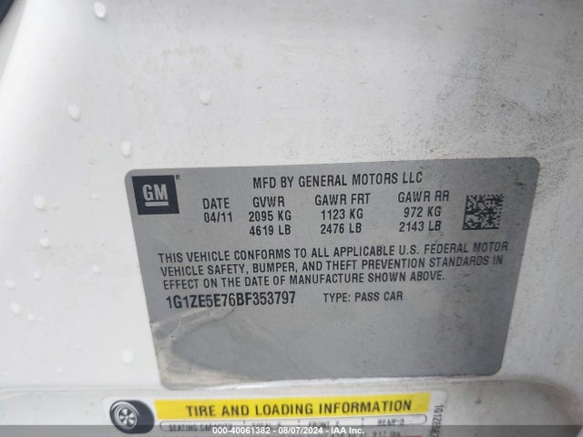 Продажа на аукционе авто 2011 Chevrolet Malibu Ltz, vin: 1G1ZE5E76BF353797, номер лота: 40061382