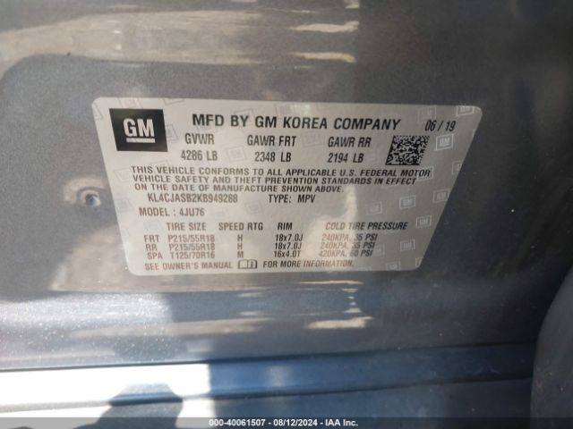 KL4CJASB2KB949288 Buick Encore Fwd Preferred