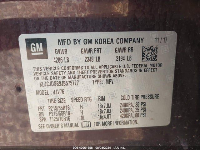 KL4CJDSB9JB575777 Buick Encore Premium