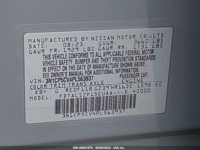 Nissan Kicks Sv Xtronic Cvt 2023 3N1CP5CV4PL563937 Image 9