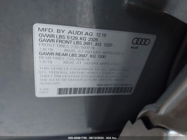 WA1EECF37L1058819 Audi Q3 Premium Plus 45 Tfsi S Line Quattro Tiptronic