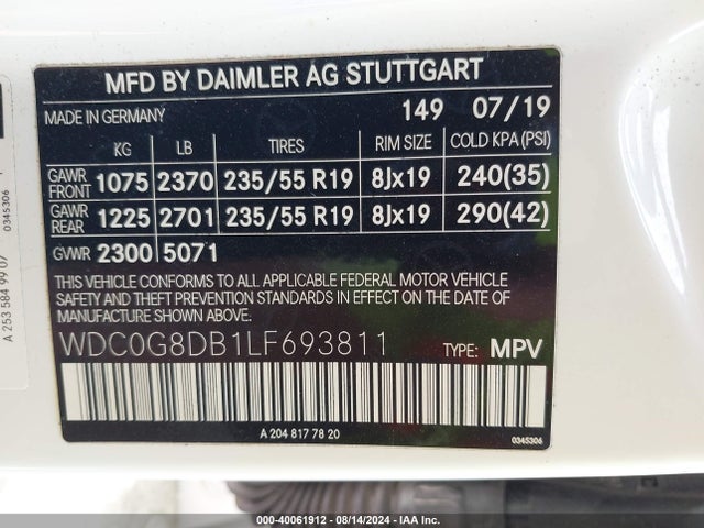 WDC0G8DB1LF693811 Mercedes-Benz GLC 300