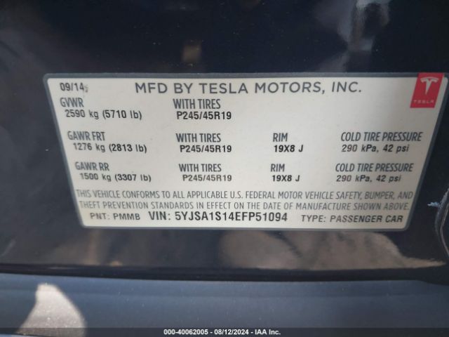 5YJSA1S14EFP51094 Tesla MODEL S