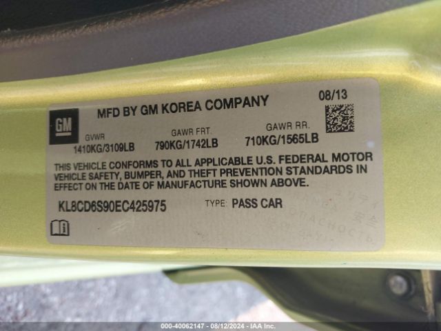 KL8CD6S90EC425975 Chevrolet Spark 1lt Auto
