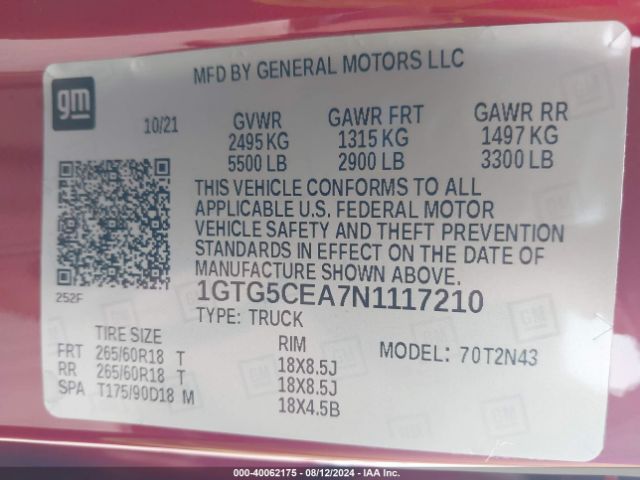 1GTG5CEA7N1117210 GMC Canyon 2wd  Short Box Elevation