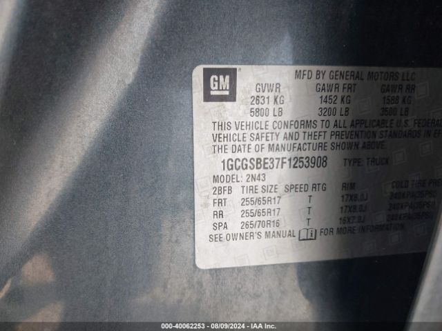 1GCGSBE37F1253908 Chevrolet Colorado Lt