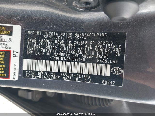 Toyota CAMRY SE 2014 4T1BF1FK0EU828440 Image 9
