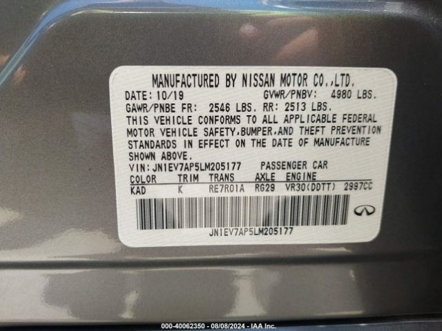 JN1EV7AP5LM205177 Infiniti Q50 LUXE