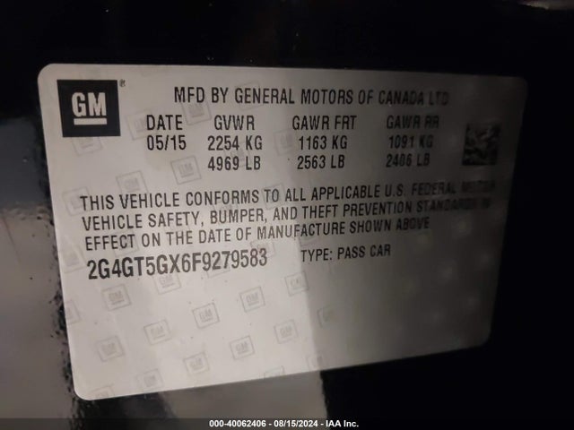 2G4GT5GX6F9279583 Buick REGAL GS