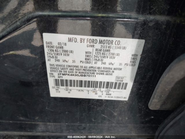 2FMPK4K95JBB75111 Ford Edge Titanium