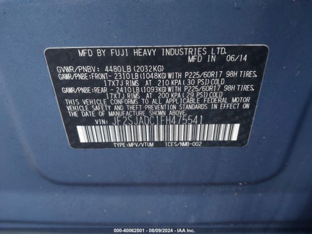 JF2SJADC1FH475541 Subaru Forester 2.5i Premium