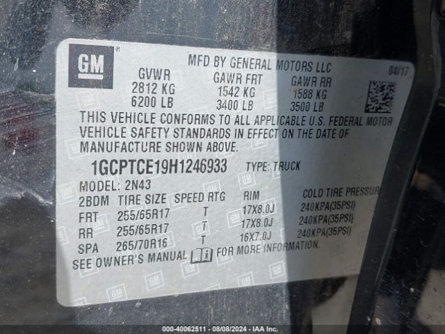 1GCPTCE19H1246933 Chevrolet Colorado Lt