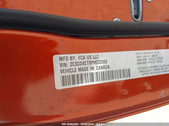 2C3CDXCT8PH532008 Dodge CHARGER R/T