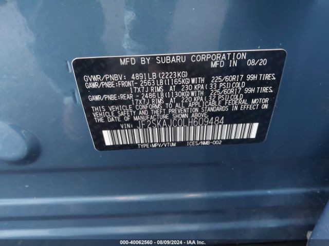 JF2SKAJC0LH609484 Subaru Forester Premium
