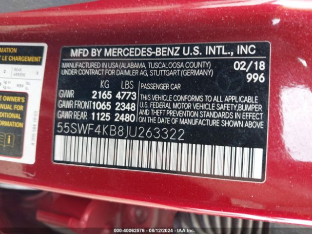 55SWF4KB8JU263322 Mercedes-Benz C 300 4matic