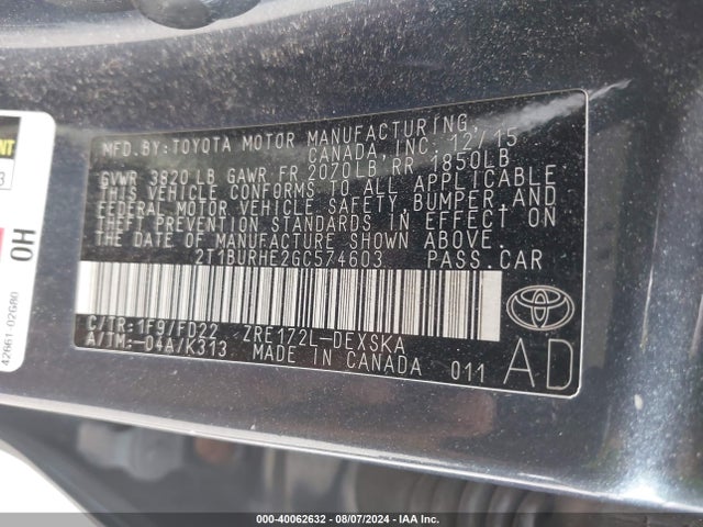 Toyota Corolla S Plus 2016 2T1BURHE2GC574603 Image 9