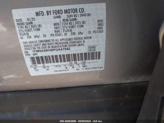 1FMSK8KH8PGA47942 Ford Explorer St-line