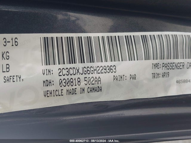 Dodge Charger Sxt 2016 2C3CDXJG6GH229363 Image 9