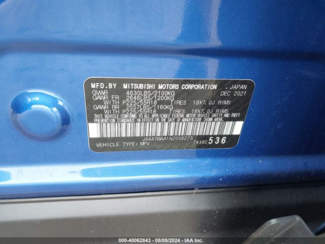 JA4ATWAA1NZ056273 Mitsubishi Eclipse Cross Se S-awc/se Special Edition S-awc/sel S-awc/sel Special Edition S-awc