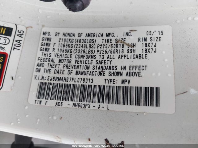 5J6RM4H97FL079013 Honda Cr-v Touring
