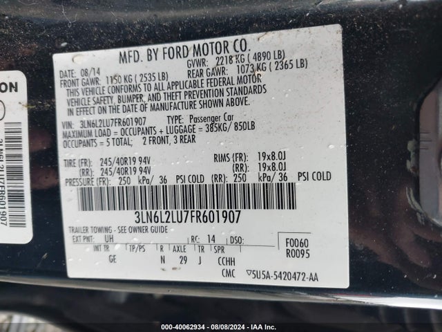 3LN6L2LU7FR601907 Lincoln MKZ HYBRID