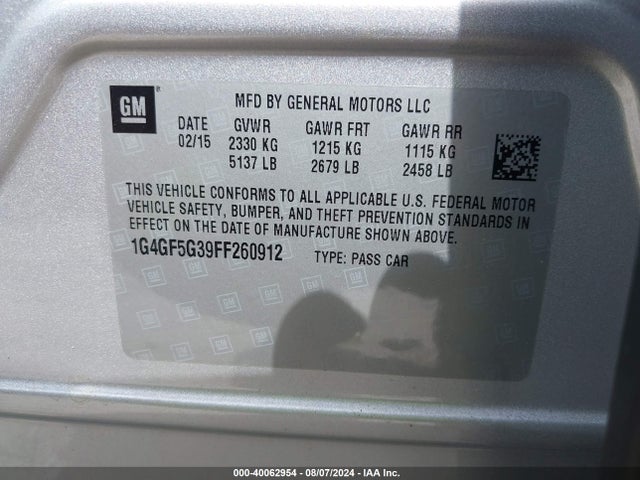 1G4GF5G39FF260912 Buick Lacrosse Premium Ii