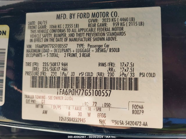 Ford FUSION SE 2016 1FA6P0H77G5100557 Image 9