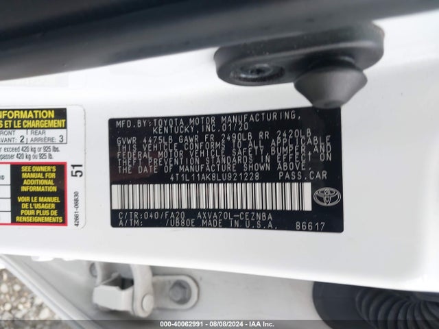 Toyota CAMRY LE 2020 4T1L11AK8LU921228 Image 9