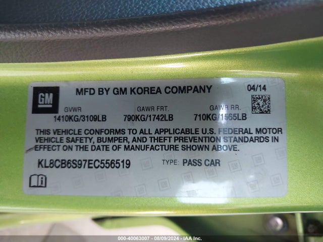 Chevrolet Spark Ls Auto 2014 KL8CB6S97EC556519 Image 9