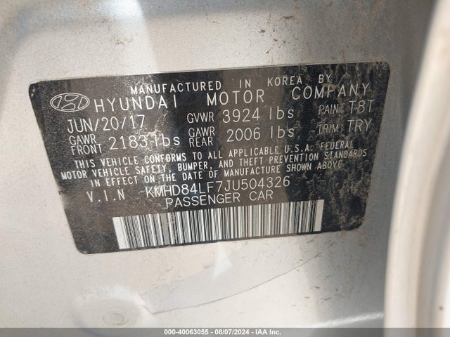 Hyundai ELANTRA SEL 2018 KMHD84LF7JU504326 Image 9