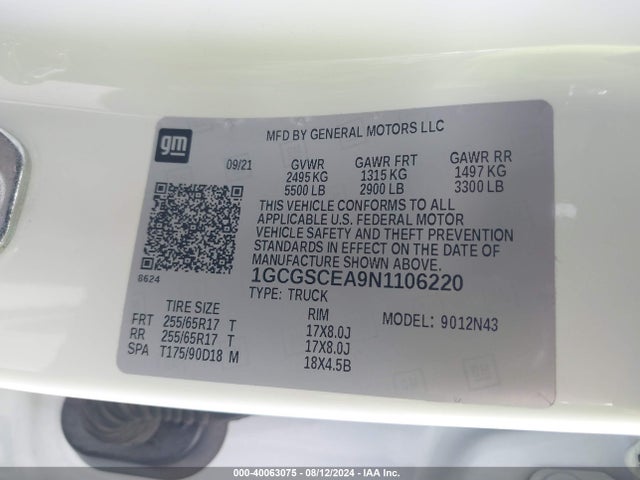 1GCGSCEA9N1106220 Chevrolet Colorado 2wd  Short Box Lt
