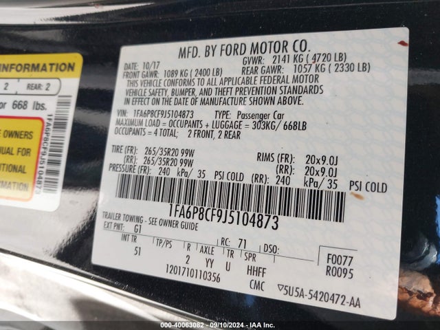 Ford Mustang Gt Premium 2018 1FA6P8CF9J5104873 Image 9