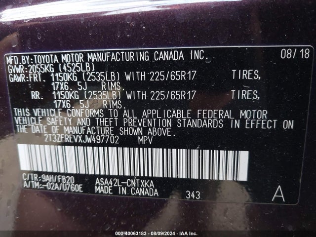 Toyota RAV4 LE 2018 2T3ZFREVXJW497702 Image 9