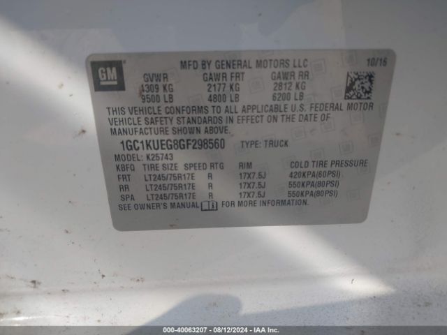 1GC1KUEG8GF298560 Chevrolet Silverado 2500hd Wt