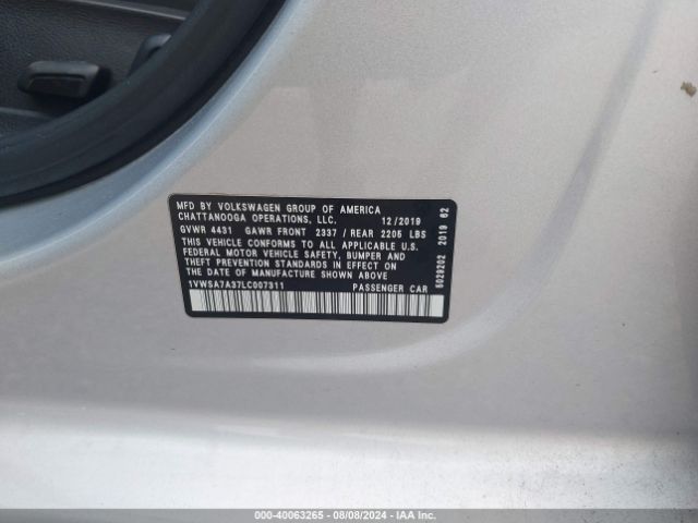 1VWSA7A37LC007311 Volkswagen Passat 2.0t Se