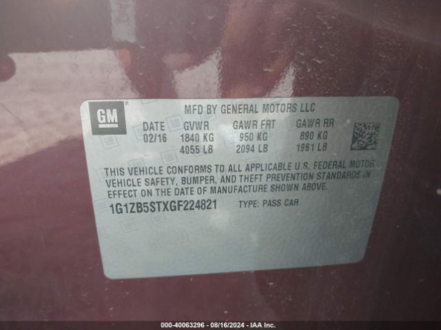 1G1ZB5STXGF224821 Chevrolet MALIBU LS