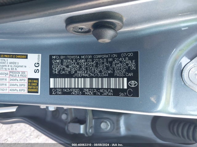 Toyota COROLLA LE 2021 JTDEPMAE7MJ130344 Image 9