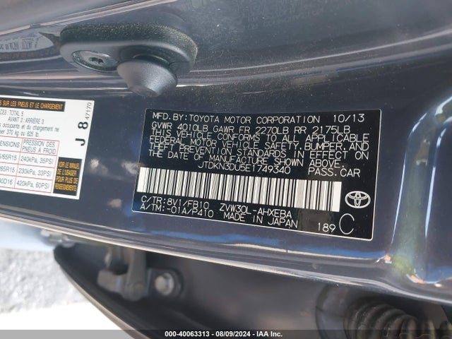 JTDKN3DU5E1749340 Toyota Prius Three