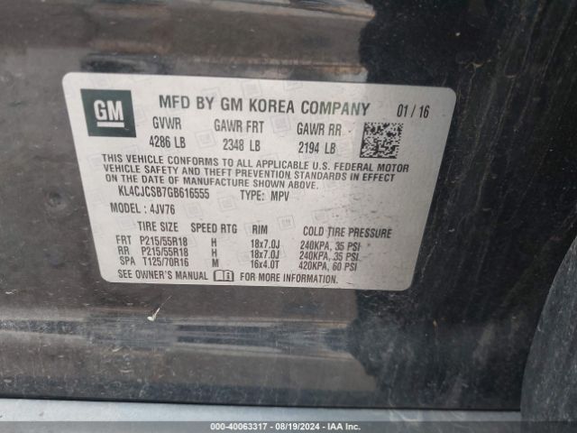 KL4CJCSB7GB616555 Buick Encore Leather