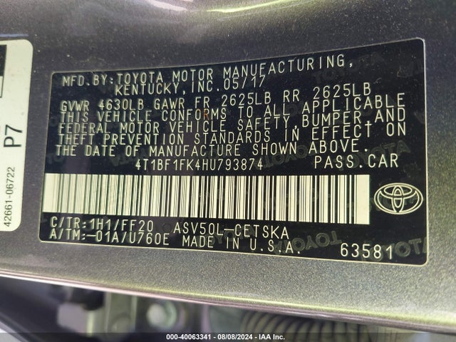 Toyota CAMRY SE 2017 4T1BF1FK4HU793874 Image 9