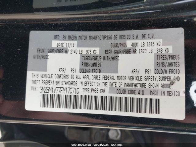 3MZBM1V77FM170710 Mazda Mazda3 I Touring