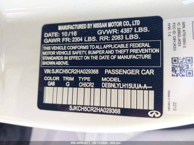 SJKCH5CR2HA029368 Infiniti Qx30 Premium
