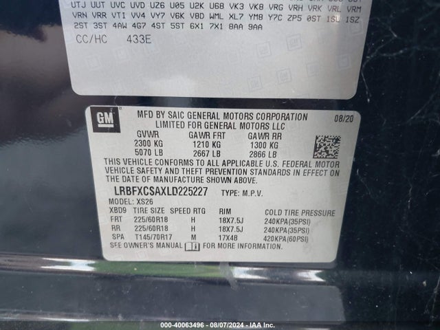 LRBFXCSAXLD225227 Buick Envision Fwd Essence