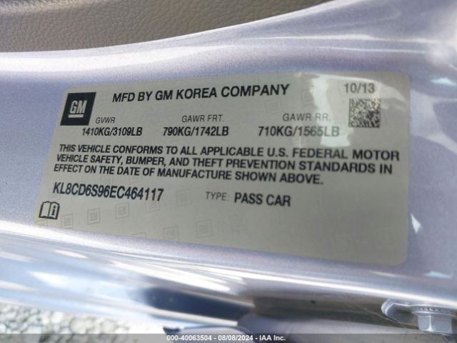 KL8CD6S96EC464117 Chevrolet Spark 1lt Auto